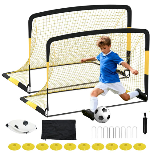 6×4 FT Portable Soccer Goal Set with Cones, Pump & Carry‑Bag for Backyard Beach Training