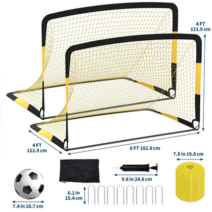 6×4 FT Portable Soccer Goal Set with Cones, Pump & Carry‑Bag for Backyard Beach Training