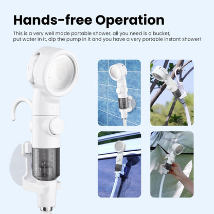 Rechargeable Portable Camping Shower Pump, Outdoor Electric Shower Kit