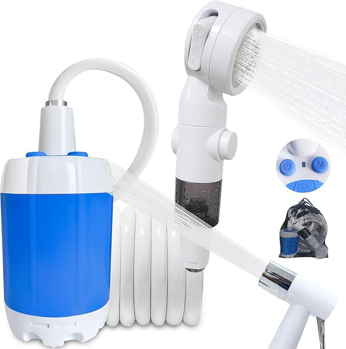 Rechargeable Portable Camping Shower Pump, Outdoor Electric Shower Kit