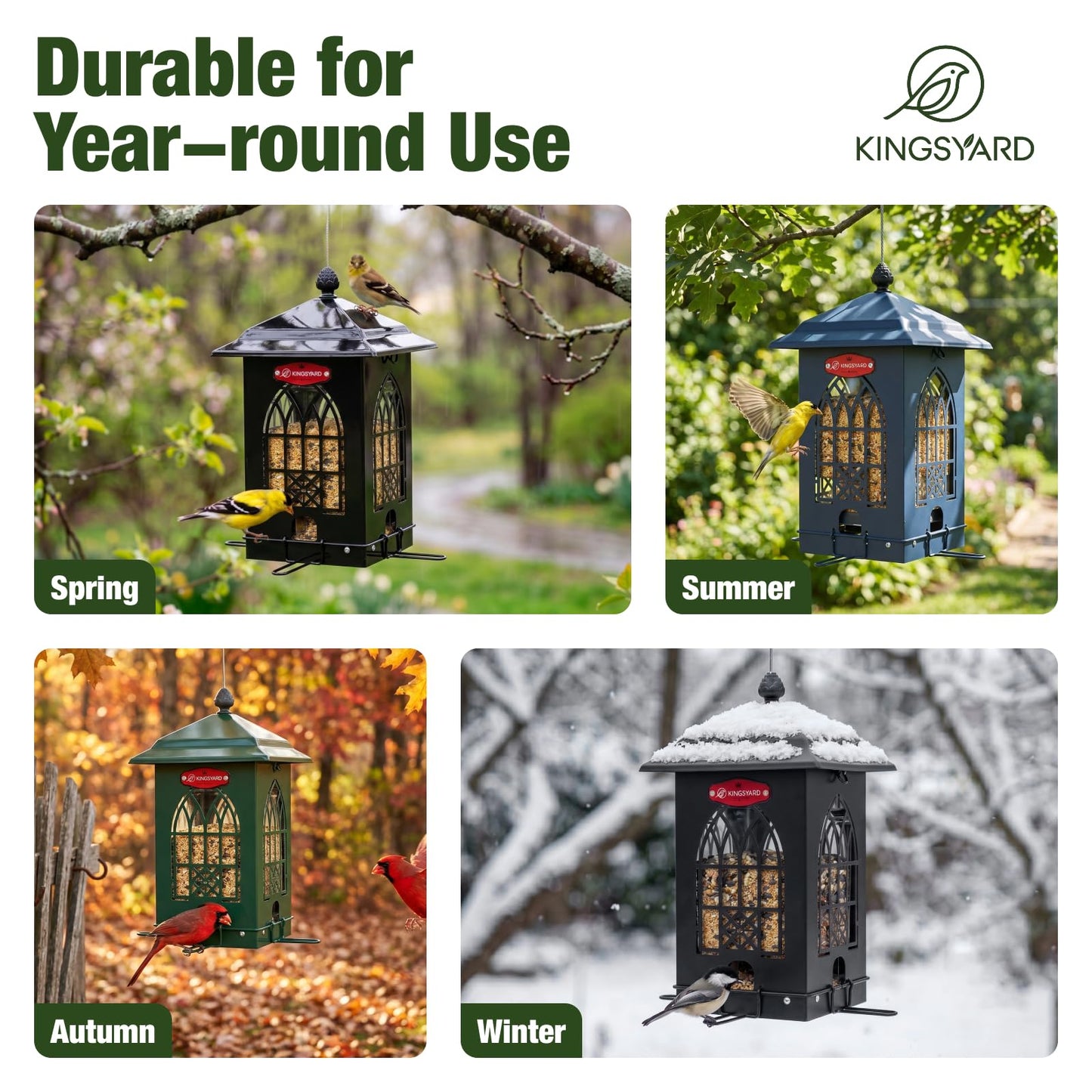 5 Lbs Squirrel Proof Metal Bird Feeder, Weatherproof Outdoor Feeder with Weight-Activated Perches