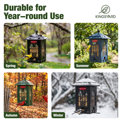 5 Lbs Squirrel Proof Metal Bird Feeder, Weatherproof Outdoor Feeder with Weight-Activated Perches