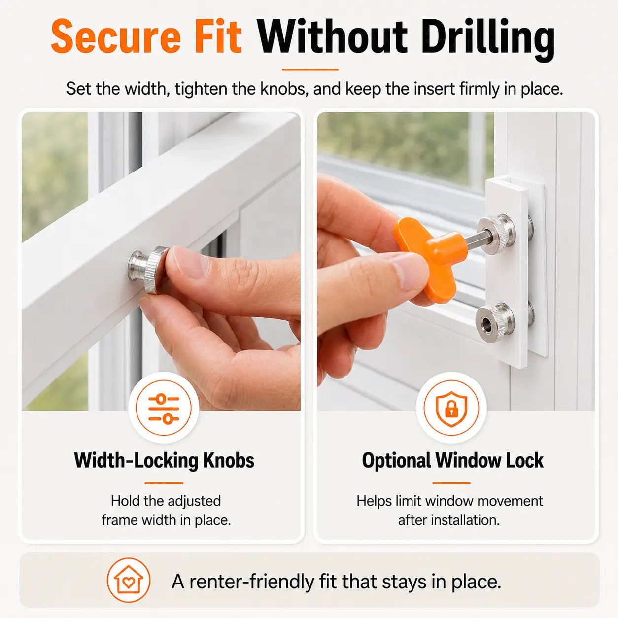 No‑Drill Vertical Sash Cat Window Insert, Aluminum Frame Fits 23.5‑37.5 Inch Windows