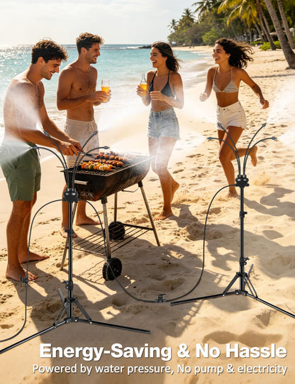 5.25FT Adjustable Standing Outdoor Mister with 26.5FT Misting Line for Patio Backyard Cooling