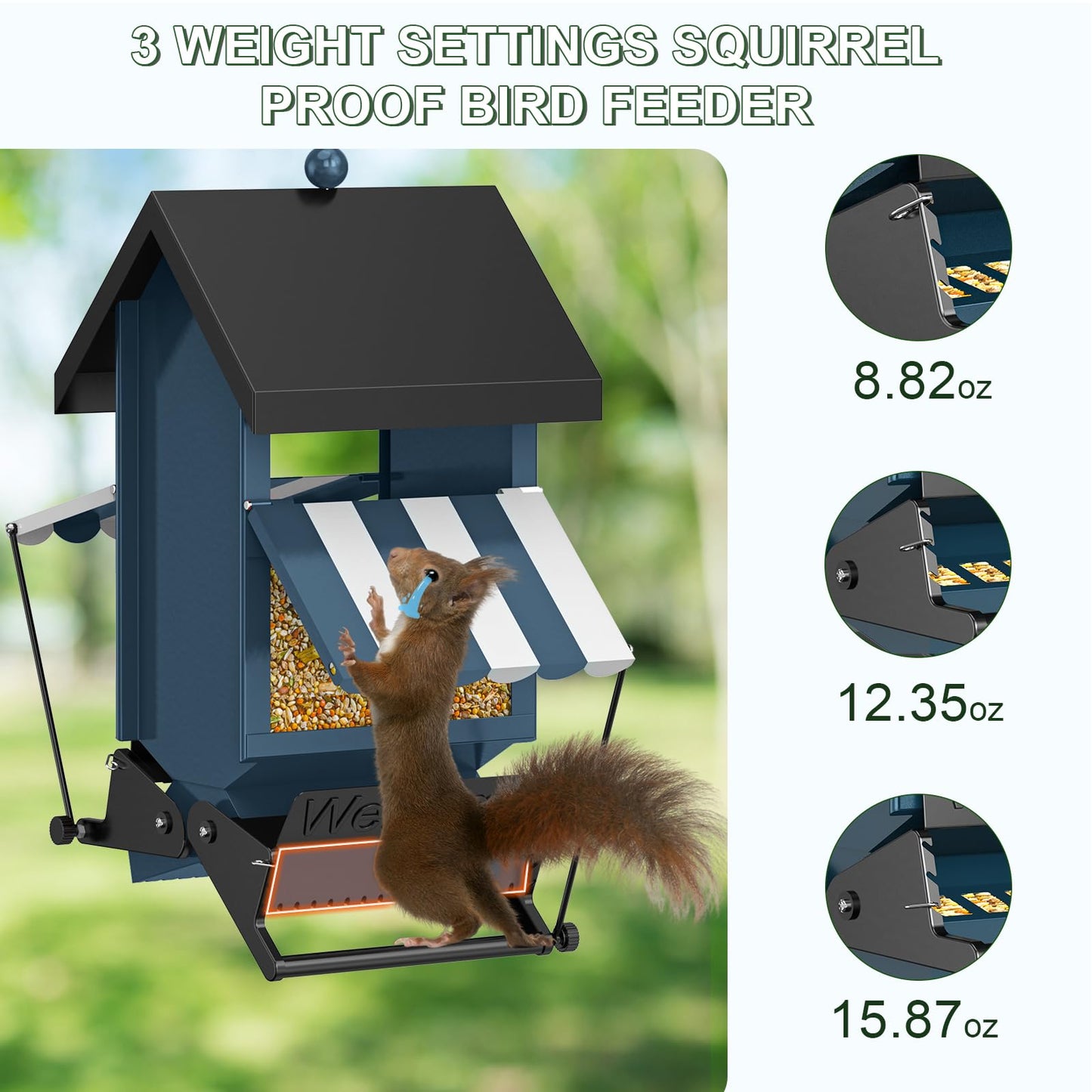 5LB Squirrel Proof Hanging Wild Bird Feeder, Heavy Duty Metal Outdoor Bird Feeder