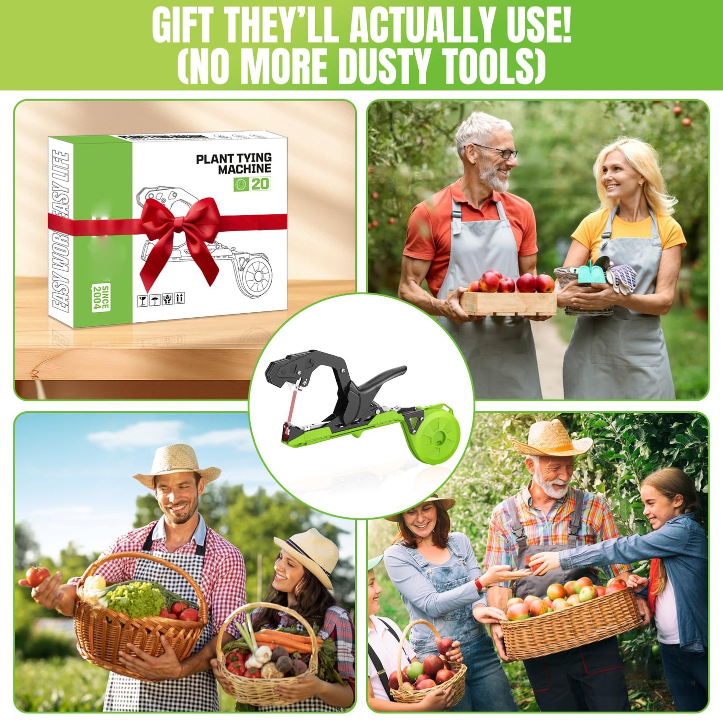 Portable Plant Tying Machine, Garden Vine Tape Gun with Staples and Tape Rolls for Farm Vegetable and Fruit Vines